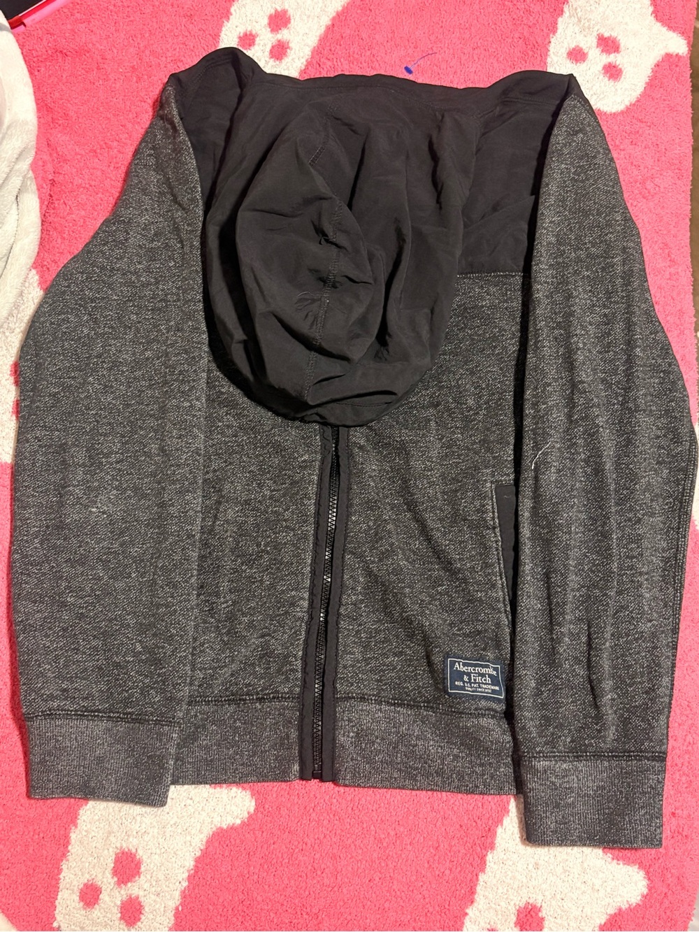 2010’s Abercrombie & Fitch Charcoal Gray Zip-Up Hoodie with Black Hood